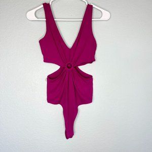 Magenta Ring Cut Out High Leg Wild fable Bodysuit Women's Small (S)